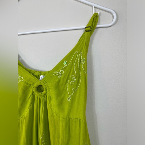 Iland Planet Miami Beach Elegant Green Embroidered Dress Straps Beach Size S/M? - Picture 7 of 16